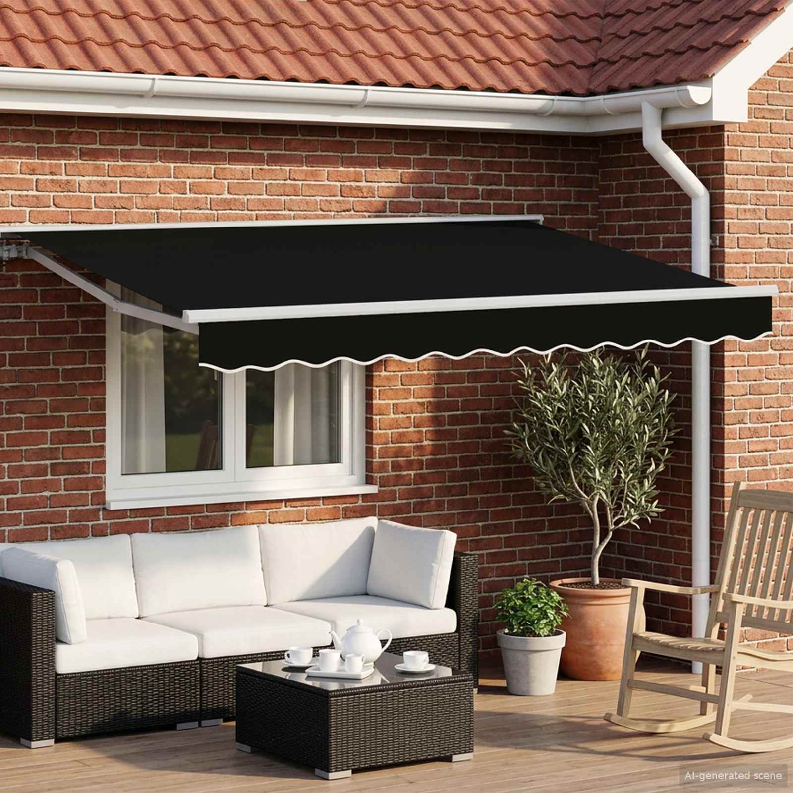 Manuell einziehbare Markise Schwarz 3 x 2,5 m