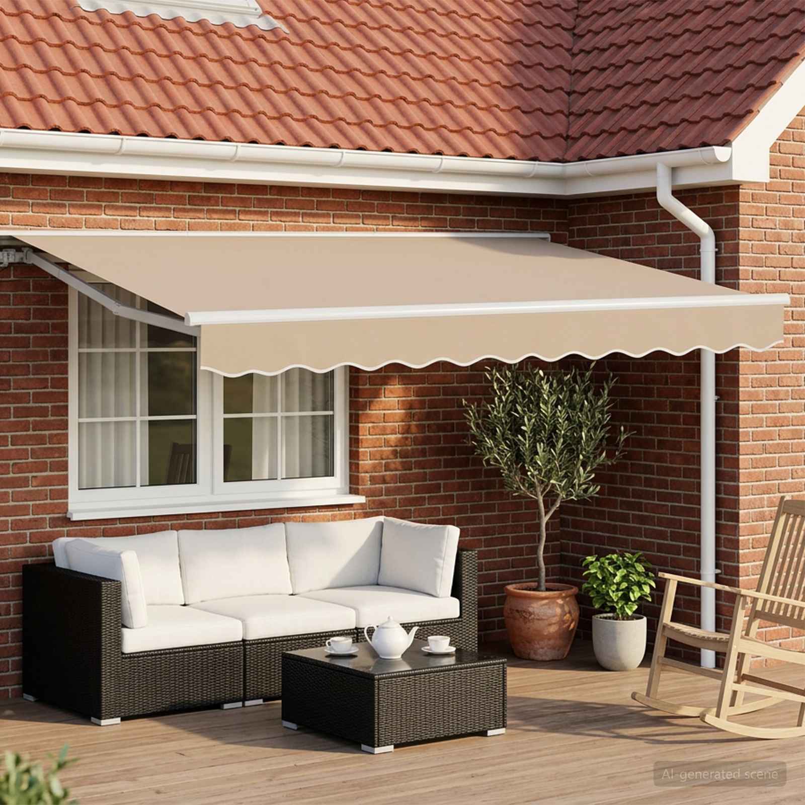 Manuell einziehbare Markise Beige 3 x 2,5 m