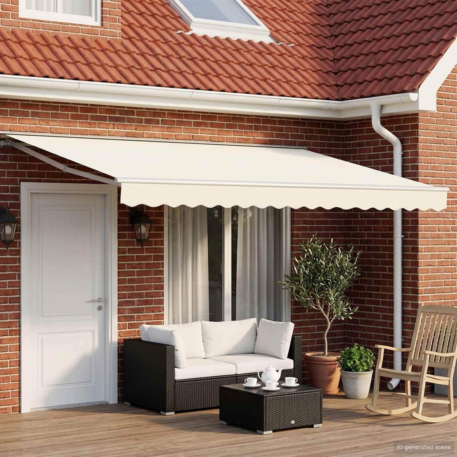 Manuell einziehbare Markise Creme 4 × 3,5 m