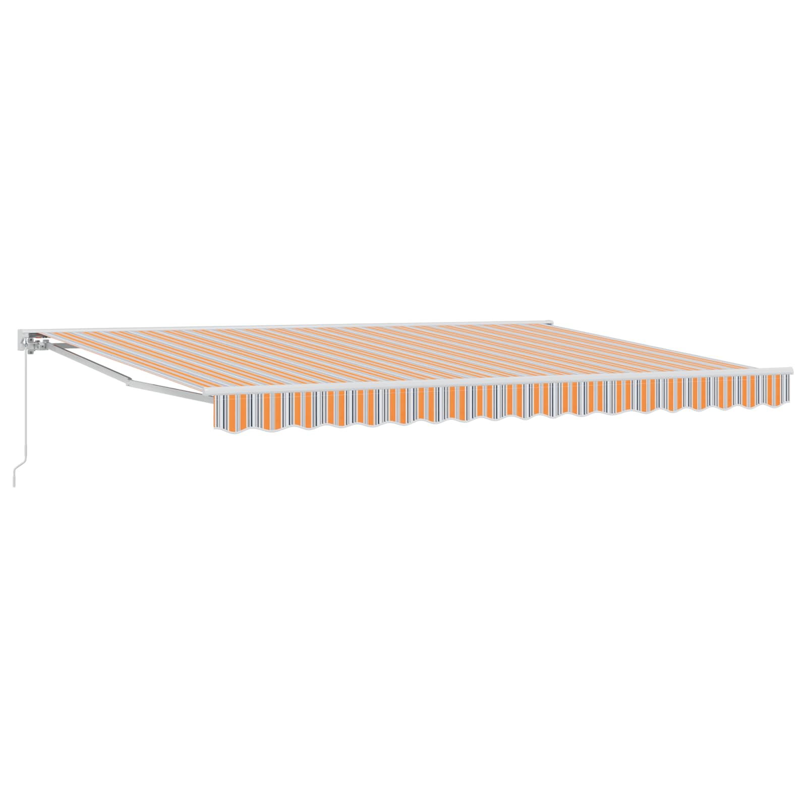 Manuell einziehbare Markise Orange, Grau, Blau, Weiß 4 × 3,5 m