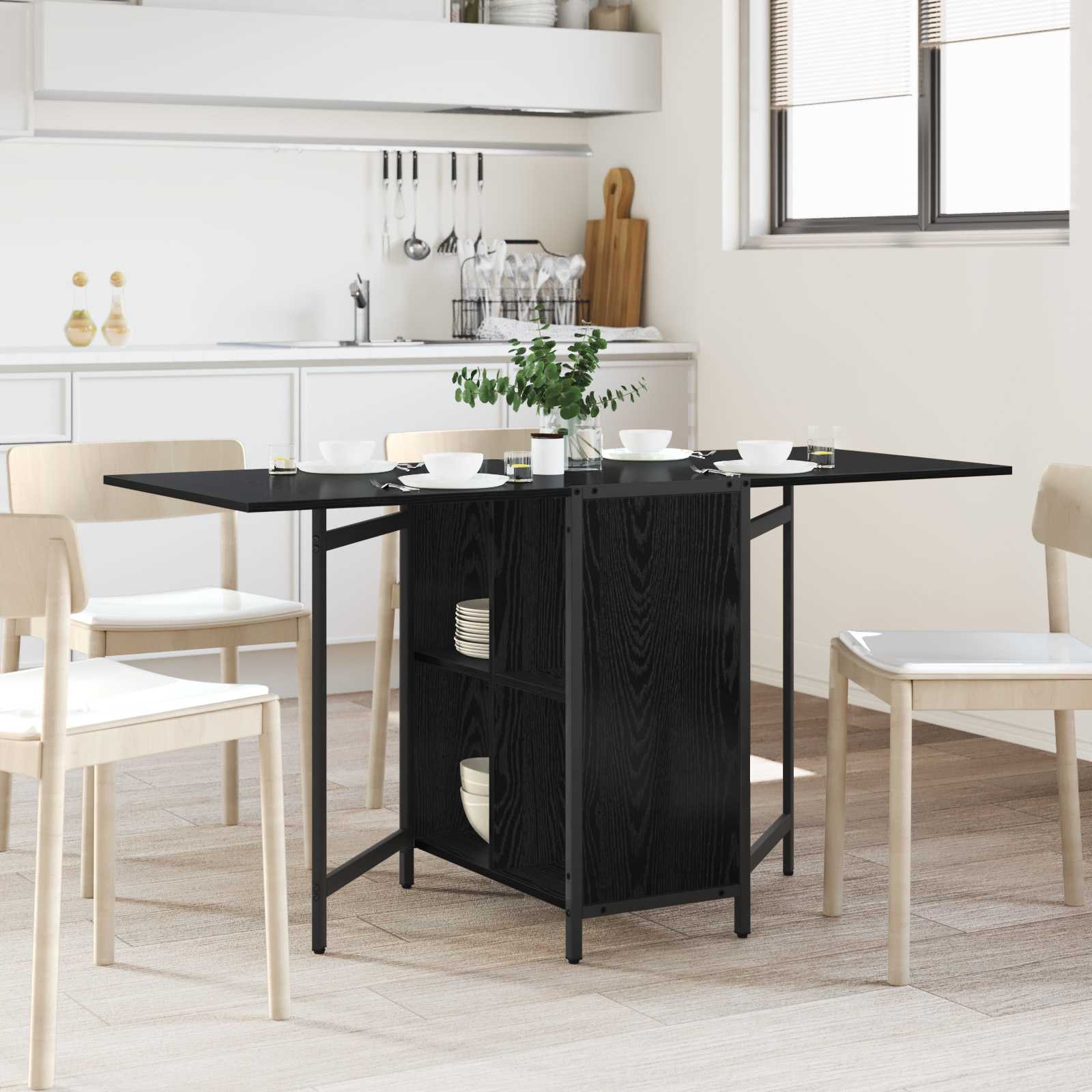Esstisch 144 x 60 x 75 cm Holzwerkstoff Schwarz Eichen-Optik