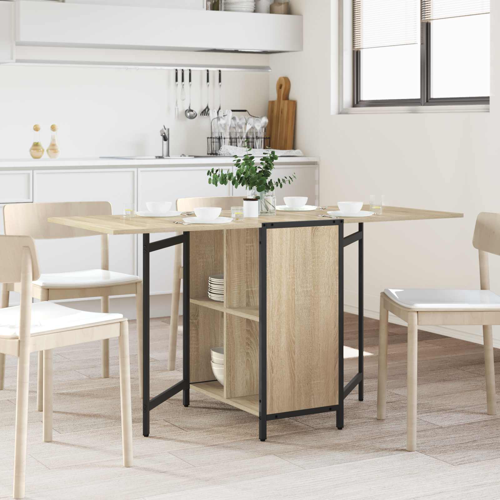 Esstisch 144 x 60 x 75 cm Holzwerkstoff Sonoma-Eiche Rechteckig