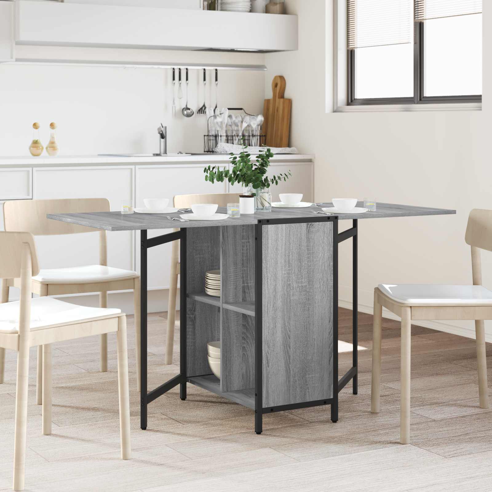 Esstisch 144 x 60 x 75 cm Holzwerkstoff Sonoma-Grau Rechteckig
