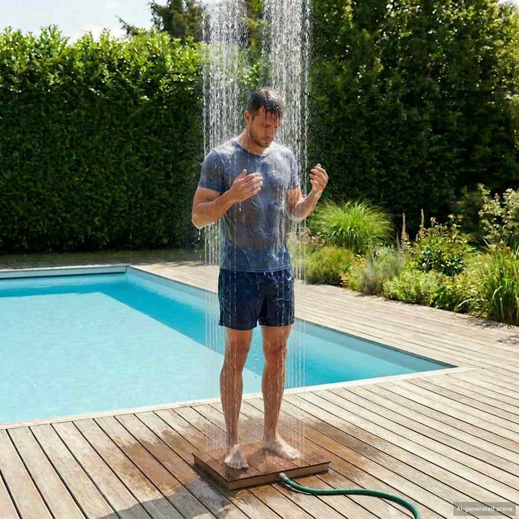 Garten Boden Dusche WPC und Edelstahl 201 Braun