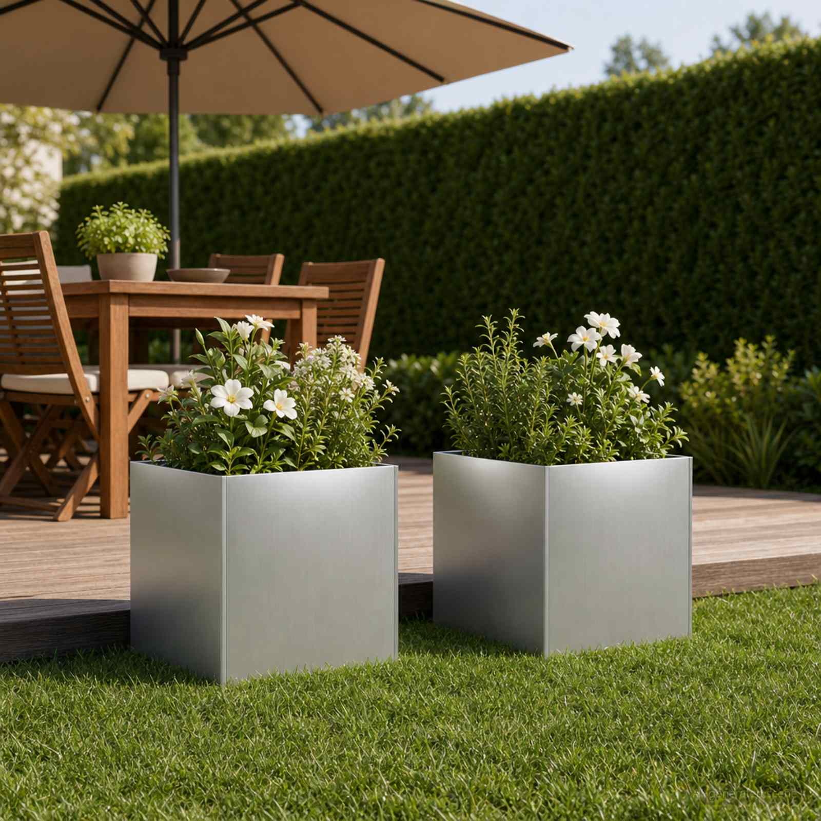 Garten-Pflanzgefäß 2 stk. Silber 20 x 20 x 20 cm