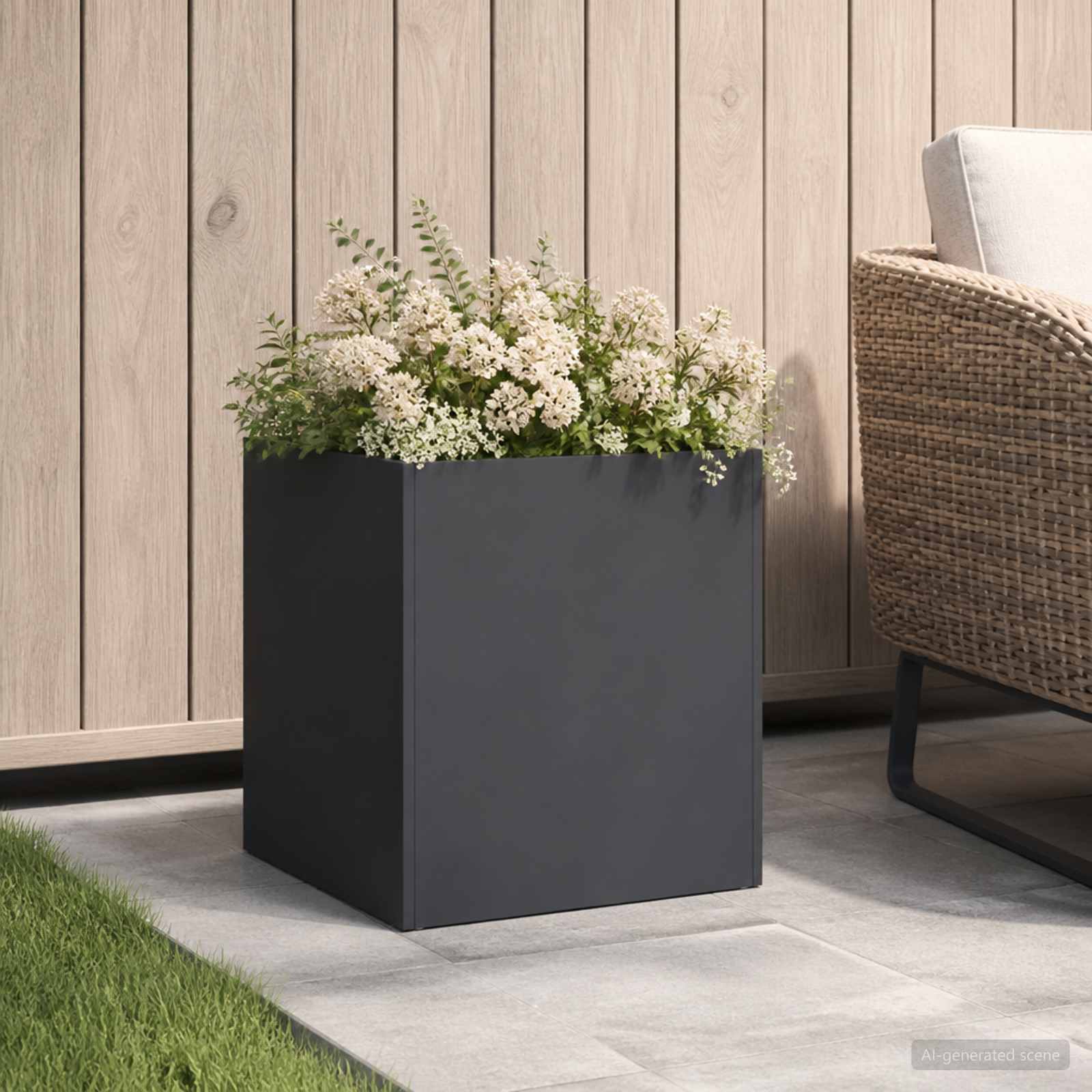 Garten-Pflanzgefäß Schwarz 25 x 25 x 25 cm Kaltgewalzter Stahl