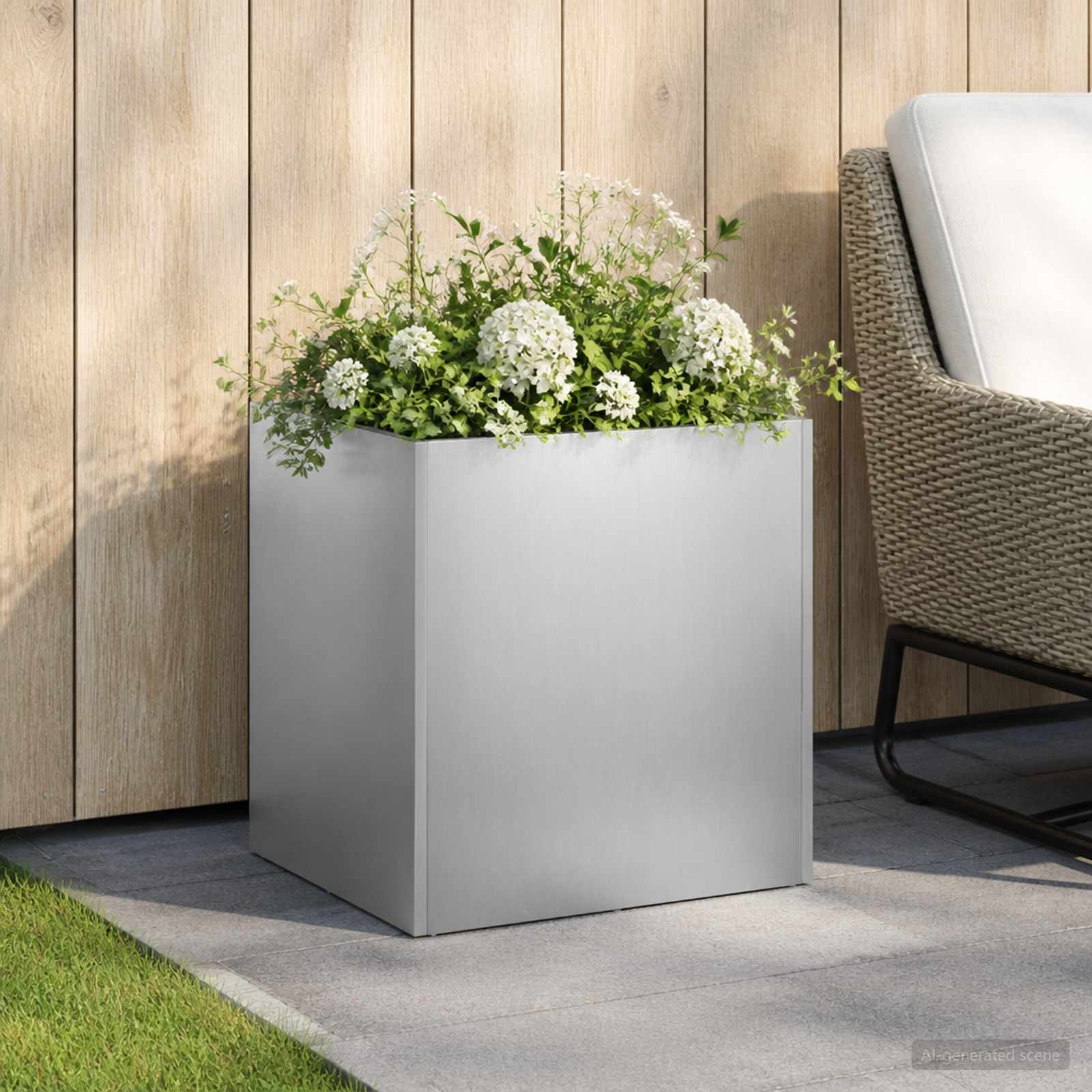 Garten-Pflanzgefäß Silber 25 x 25 x 25 cm Edelstahl