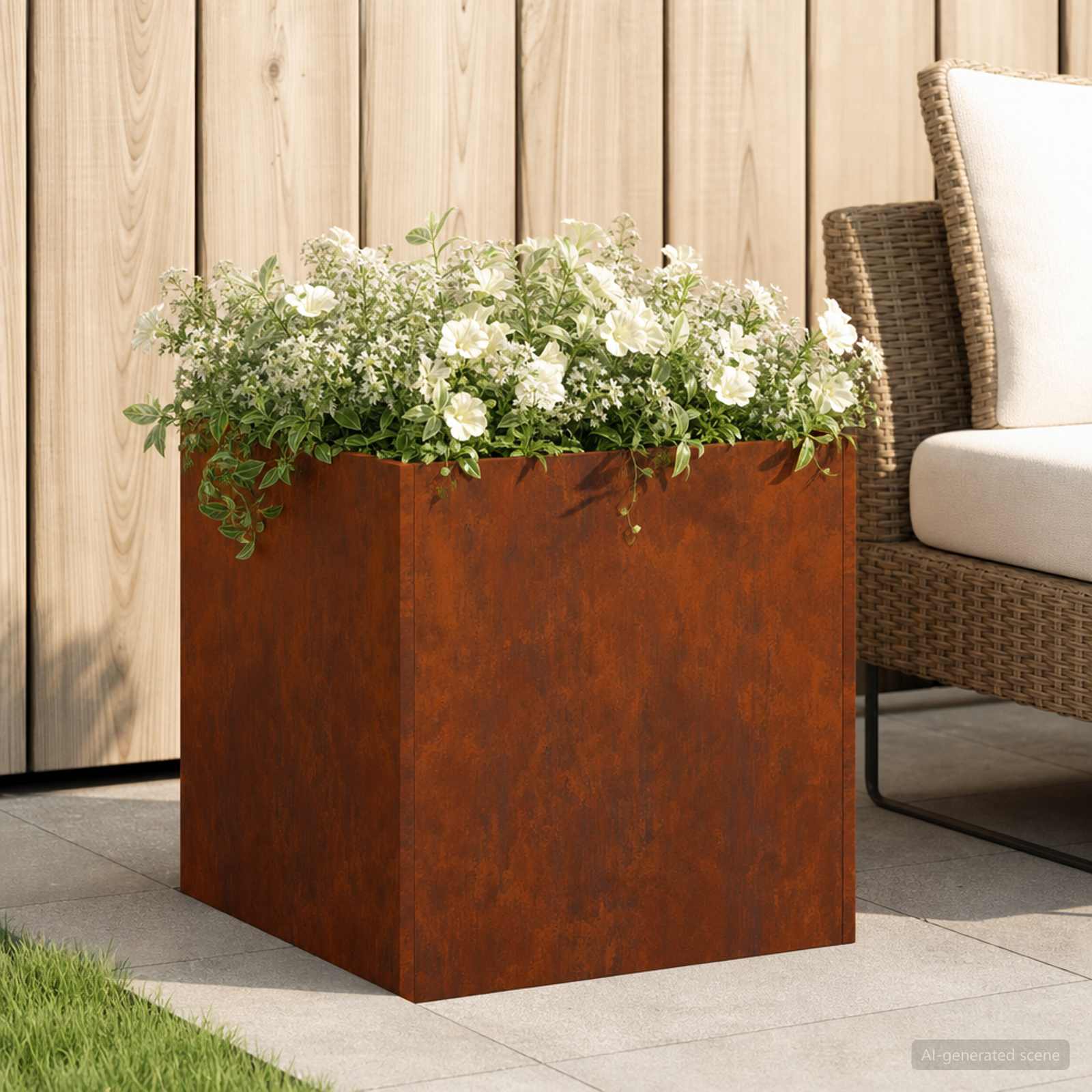 Garten-Pflanzgefäß Rostoptik 25 x 25 x 25 cm Wetterfeststahl