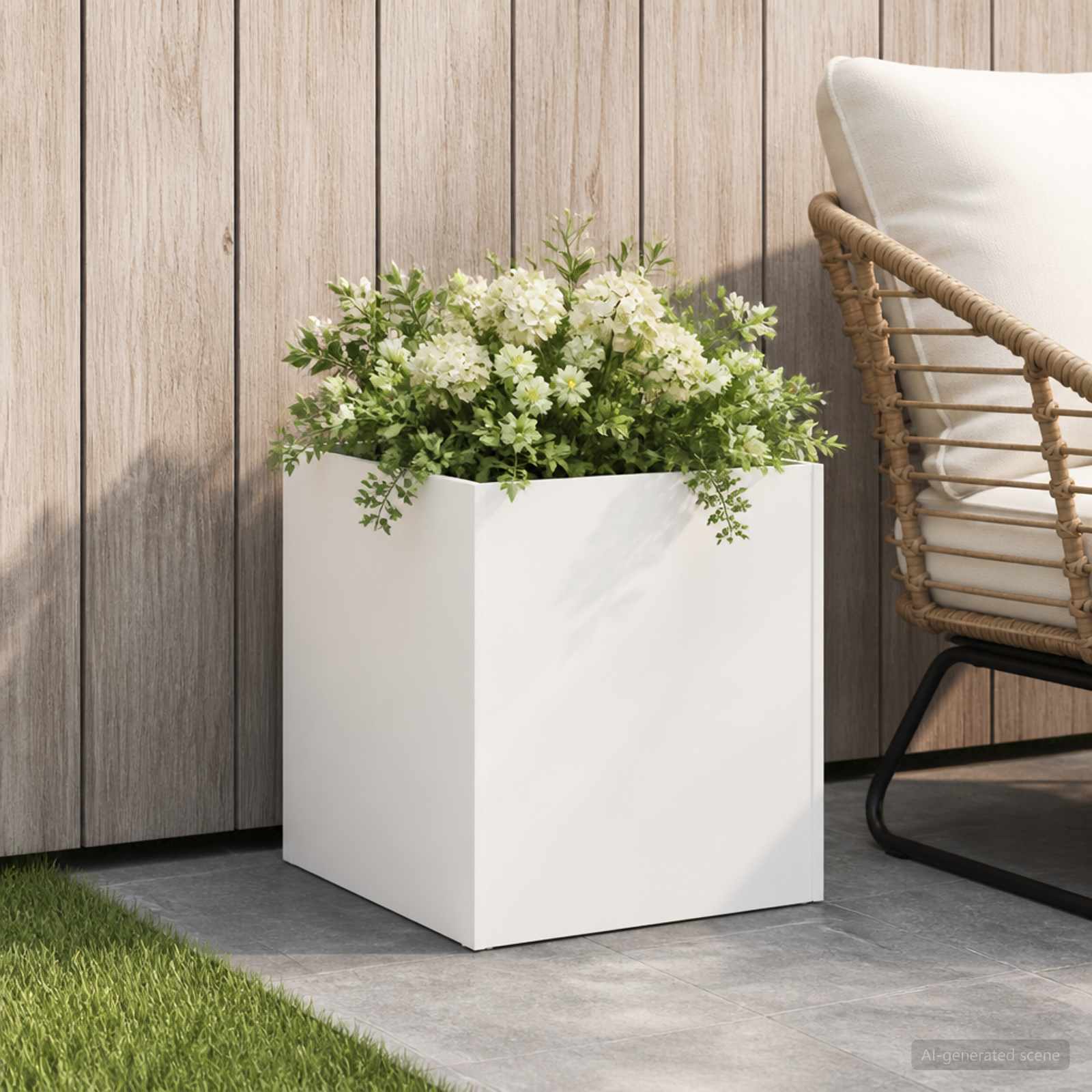 Garten-Pflanzgefäß Weiß 35 x 35 x 35 cm Kaltgewalzter Stahl