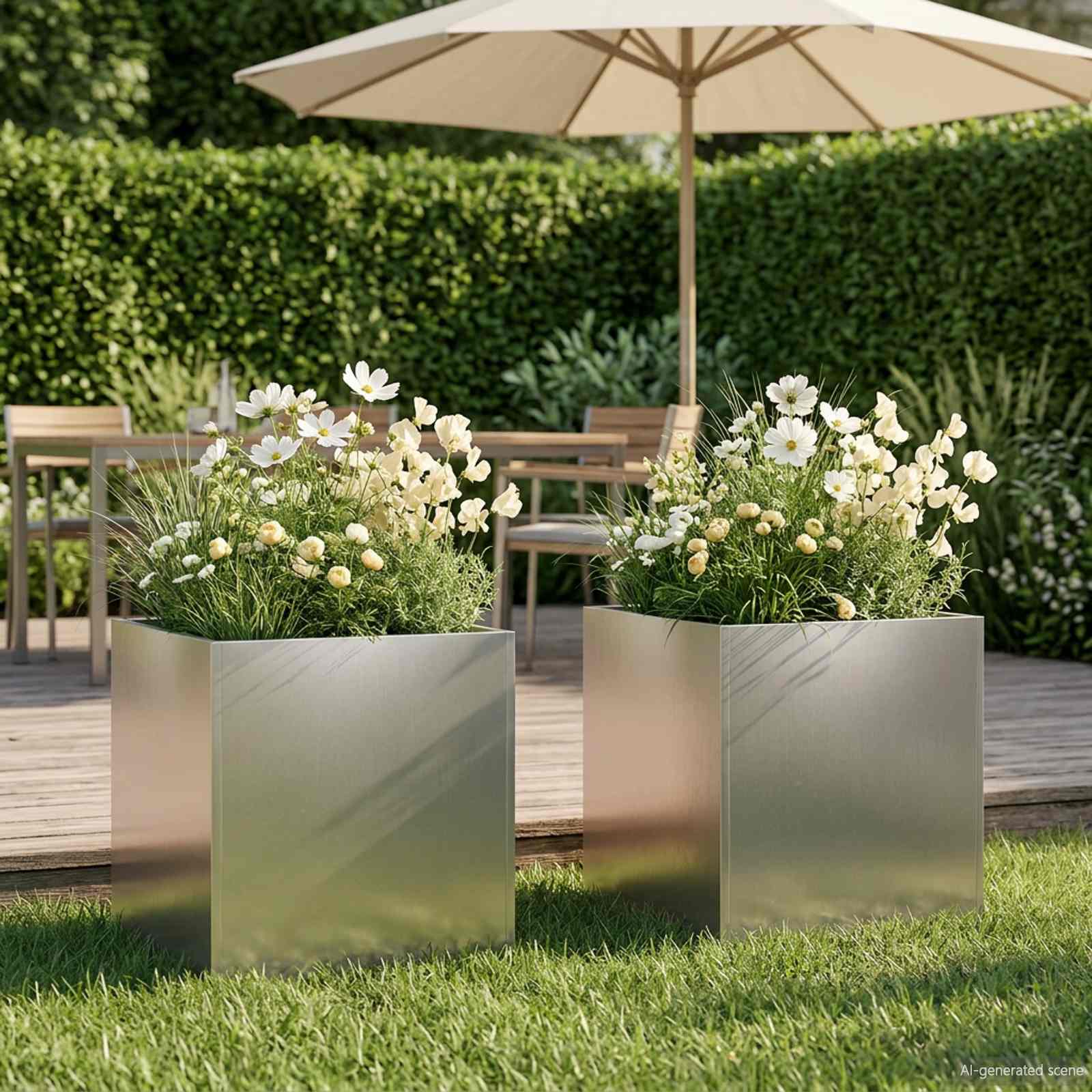 Garten-Pflanzgefäß 2 stk. Silber 35 x 35 x 35 cm Edelstahl