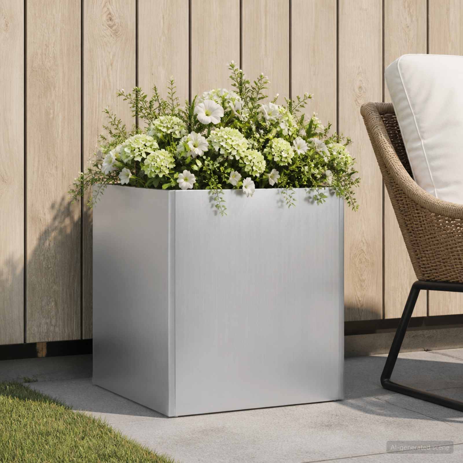 Garten-Pflanzgefäß Silber 35 x 35 x 35 cm Verzinkter Stahl