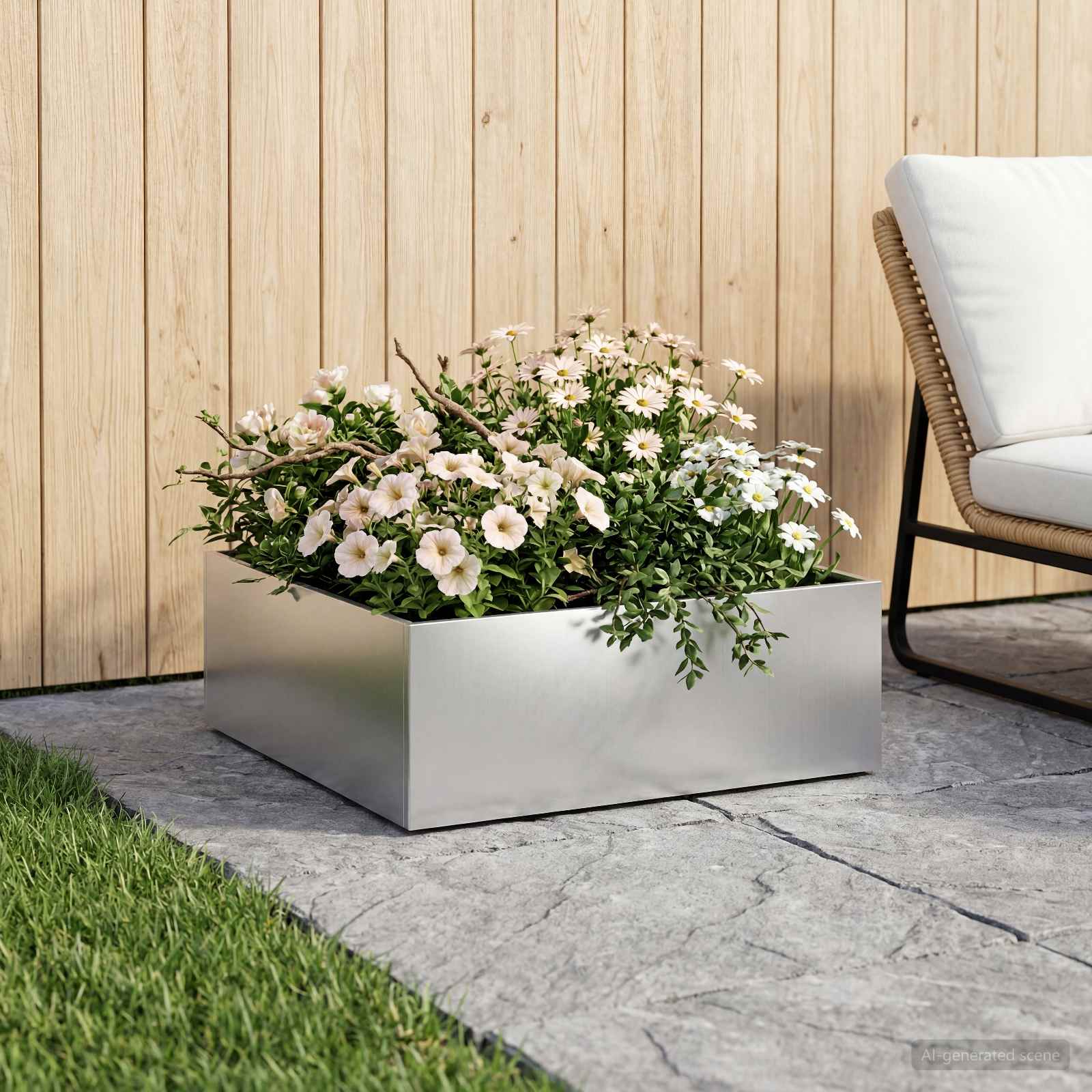 Garten-Pflanzgefäß Silber 40 x 40 x 20 cm Verzinkter Stahl