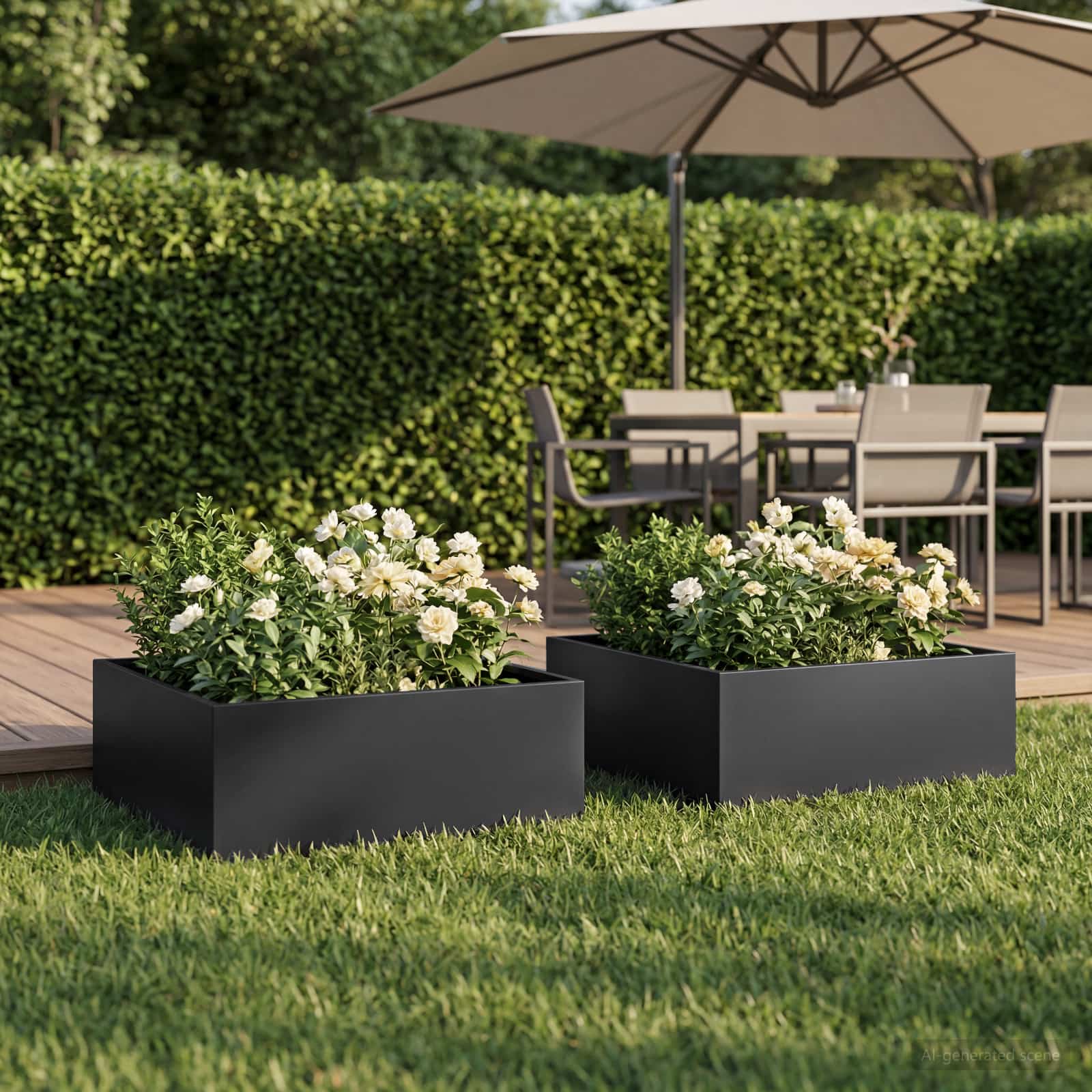 Garten-Pflanzgefäß 2 stk. Schwarz 60 x 60 x 20 cm