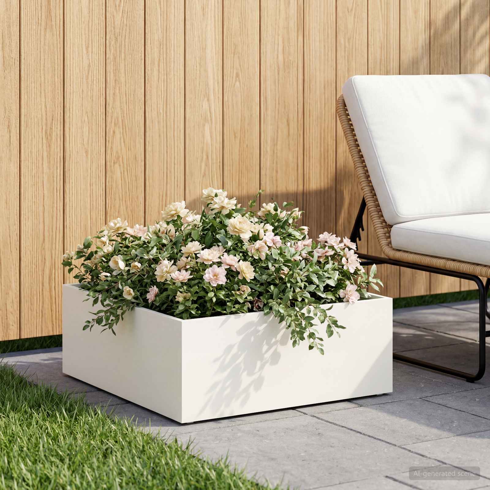 Garten-Pflanzgefäß Weiß 60 x 60 x 20 cm Kaltgewalzter Stahl