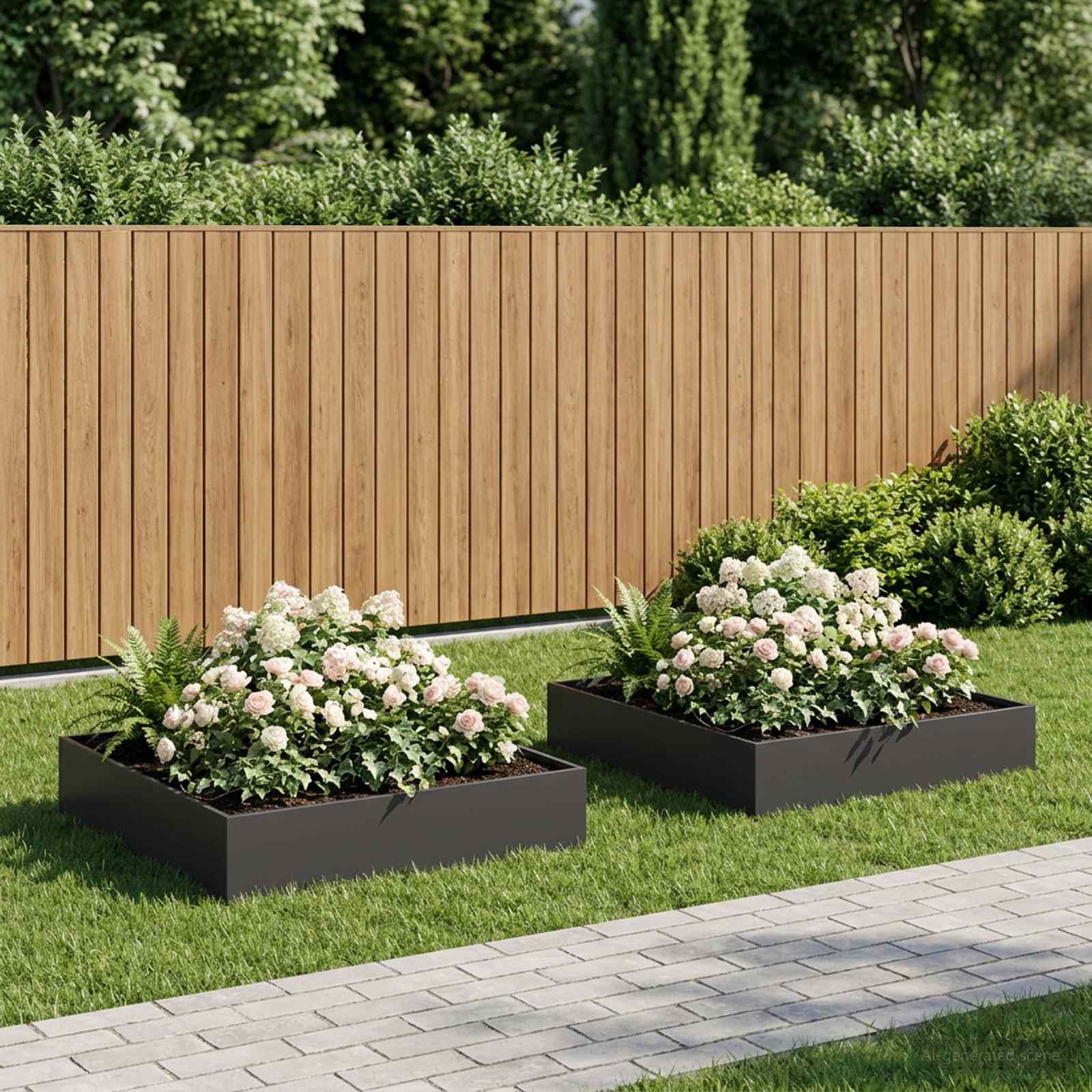 Garten-Pflanzgefäß 2 stk. Schwarz 80 x 80 x 20 cm