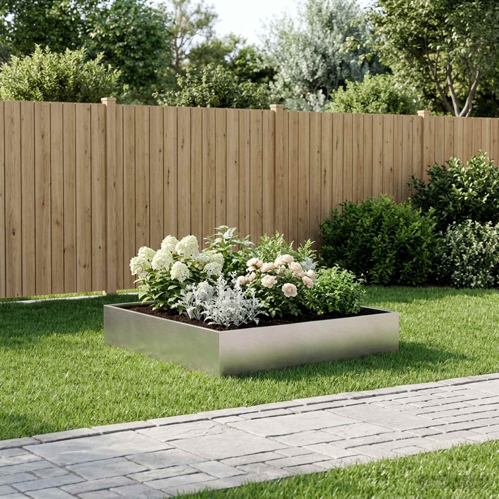Garten-Pflanzgefäß Silber 80 x 80 x 20 cm Edelstahl