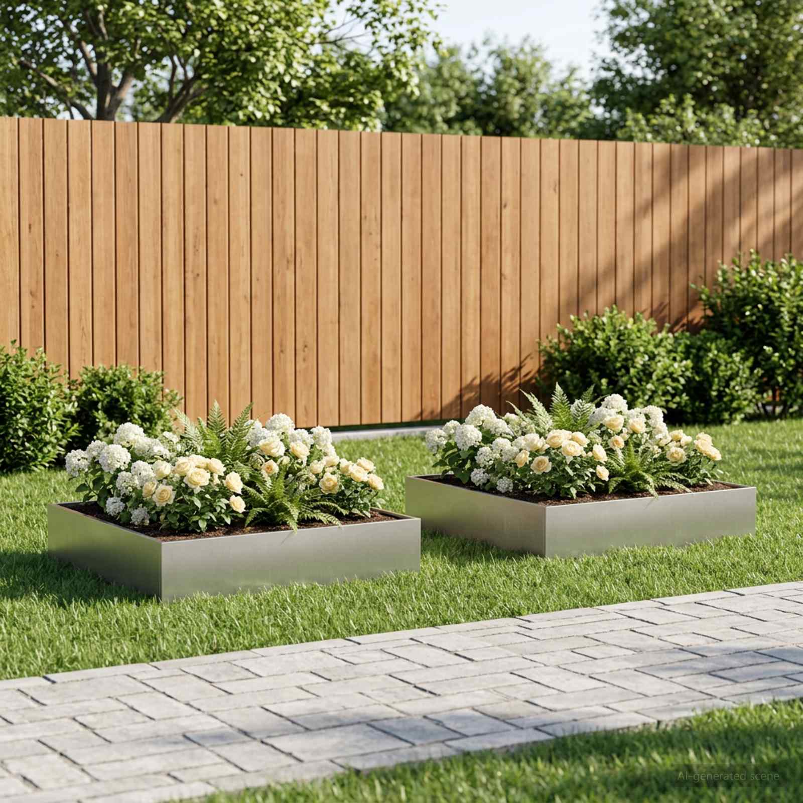 Garten-Pflanzgefäß 2 stk. Silber 80 x 80 x 20 cm Edelstahl