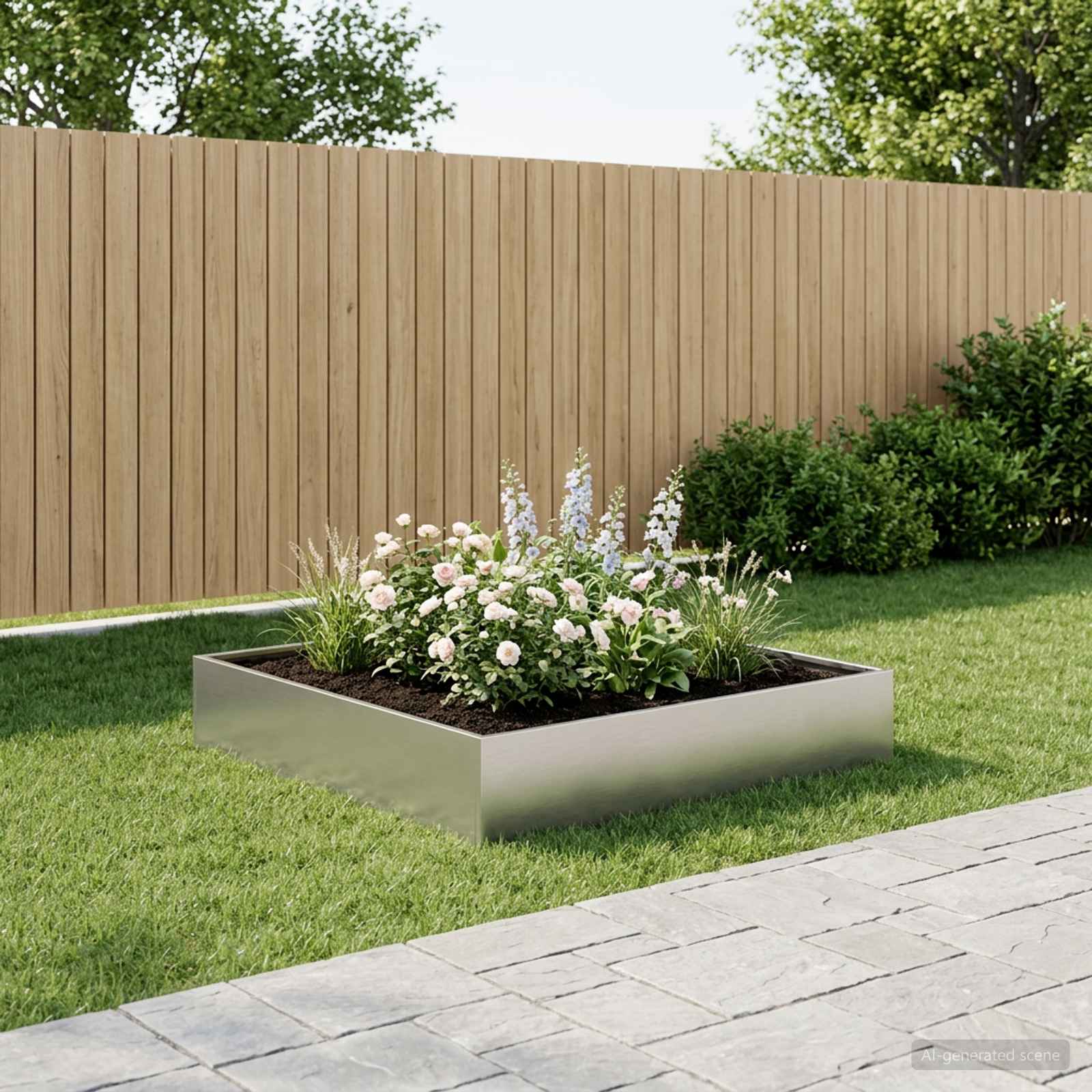 Garten-Pflanzgefäß Silber 80 x 80 x 20 cm Verzinkter Stahl