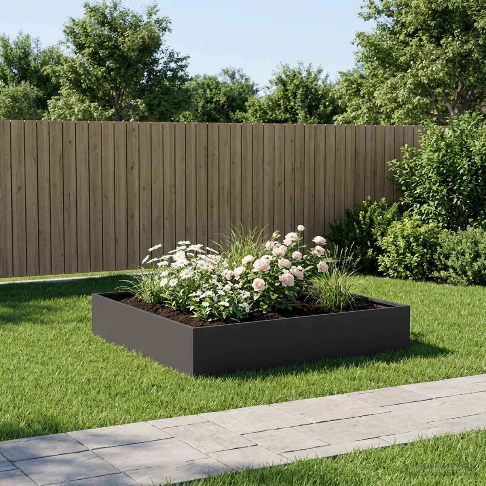 Garten-Pflanzgefäß Schwarz 100 x 100 x 20 cm