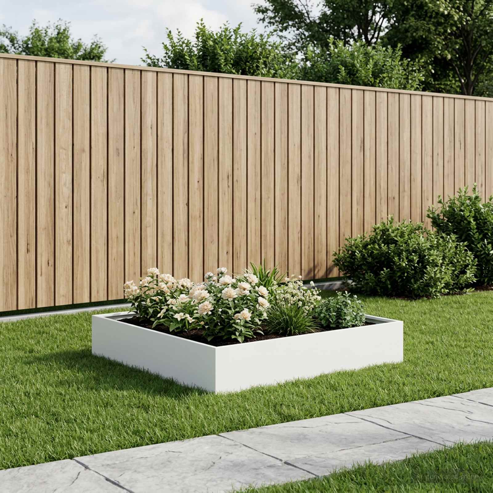Garten-Pflanzgefäß Weiß 100 x 100 x 20 cm Kaltgewalzter Stahl
