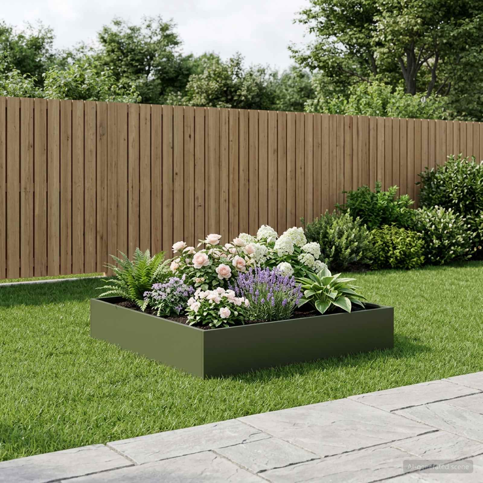 Garten-Pflanzgefäß Olivgrün 100 x 100 x 20 cm