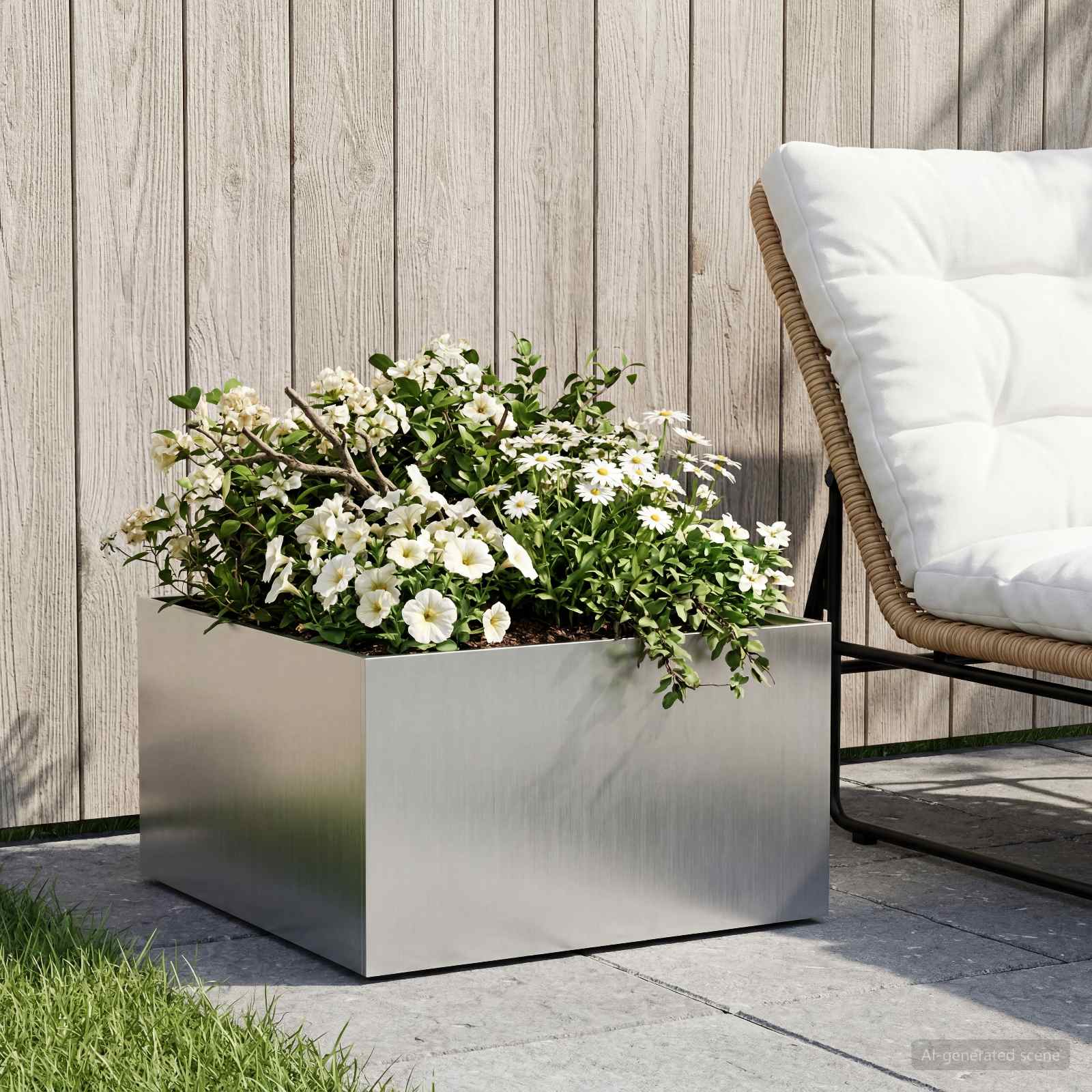 Garten-Pflanzgefäß Silber 40 x 40 x 30 cm Edelstahl