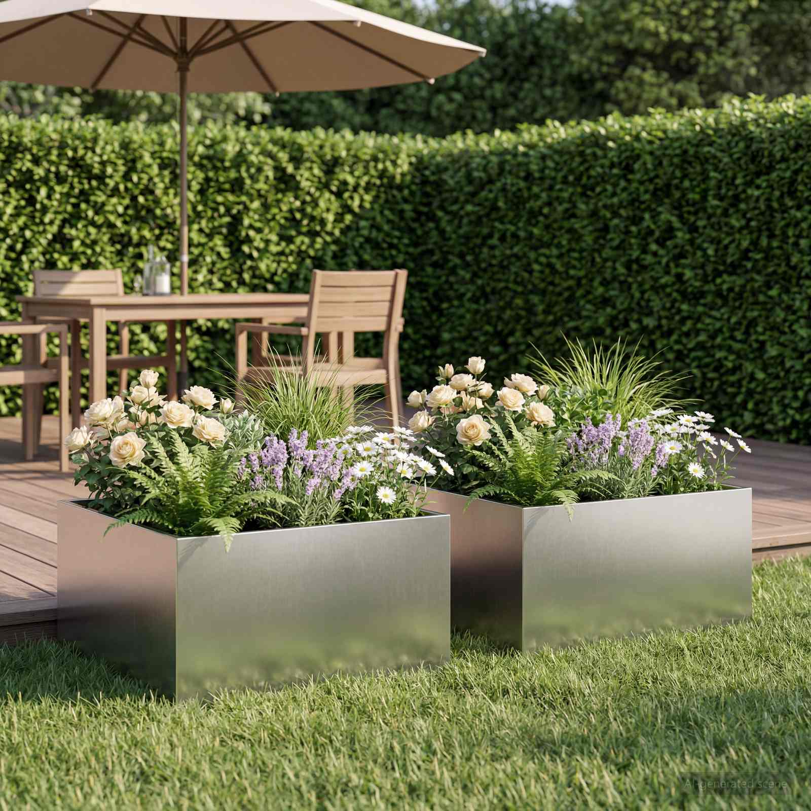Garten-Pflanzgefäß 2 stk. Silber 60 x 60 x 30 cm Edelstahl
