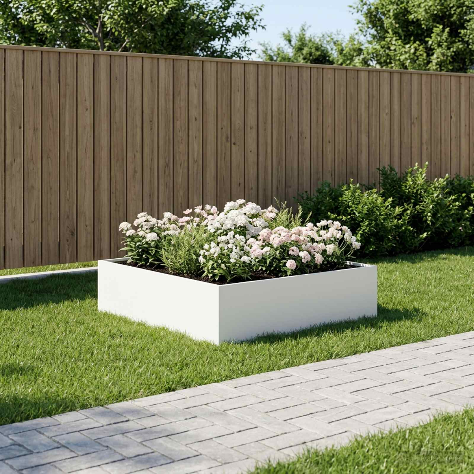Garten-Pflanzgefäß Weiß 80 x 80 x 30 cm Kaltgewalzter Stahl