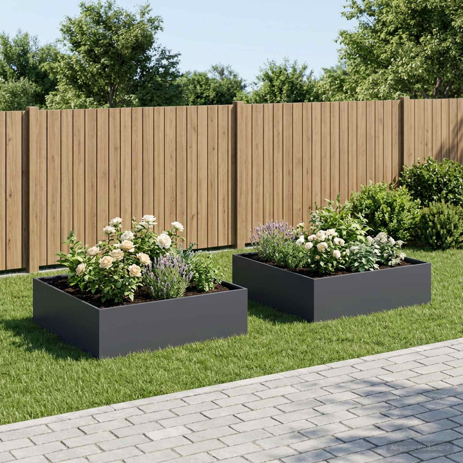 Garten-Pflanzgefäß 2 stk. Anthrazit 80 x 80 x 30 cm