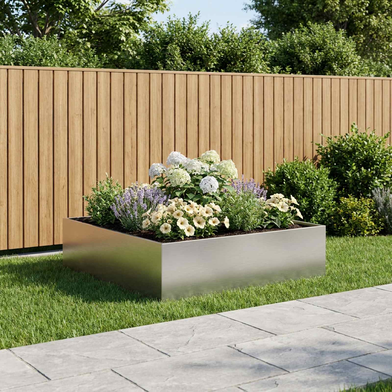 Garten-Pflanzgefäß Silber 80 x 80 x 30 cm Edelstahl