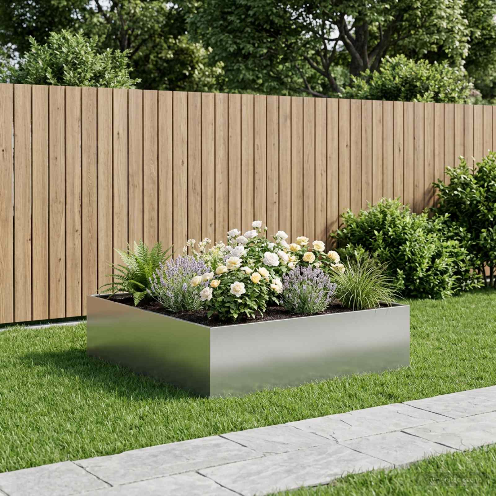 Garten-Pflanzgefäß Silber 80 x 80 x 30 cm Verzinkter Stahl