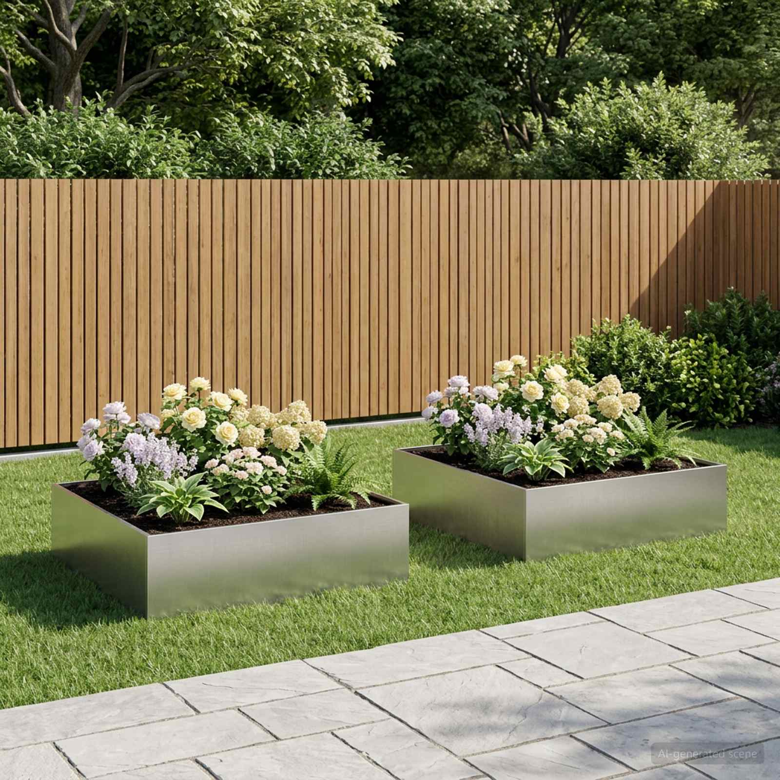 Garten-Pflanzgefäß 2 stk. Silber 100 x 100 x 30 cm Edelstahl