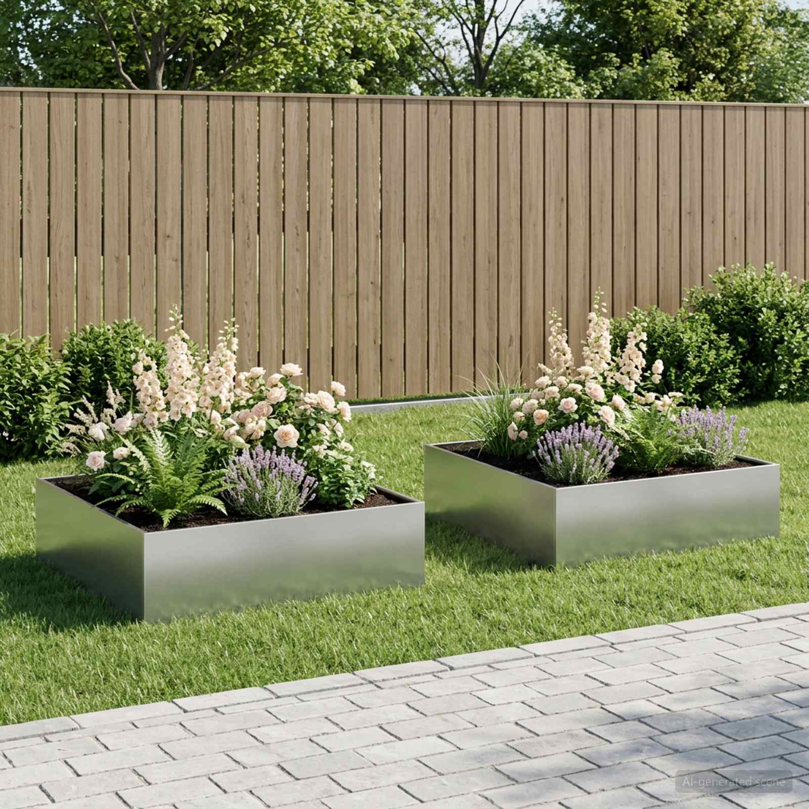 Garten-Pflanzgefäß 2 stk. Silber 100 x 100 x 30 cm