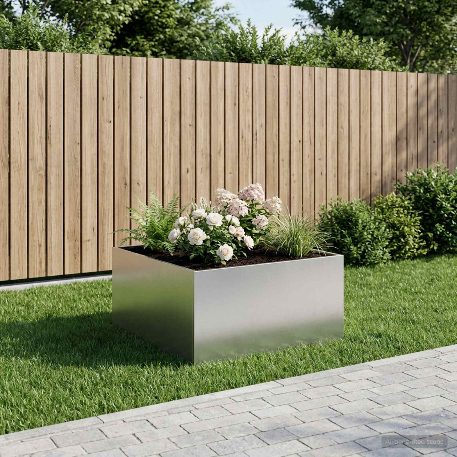 Garten-Pflanzgefäß Silber 60 x 60 x 40 cm Edelstahl