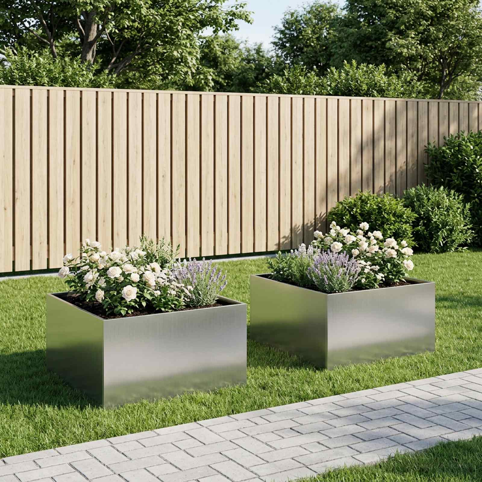 Garten-Pflanzgefäß 2 stk. Silber 60 x 60 x 40 cm