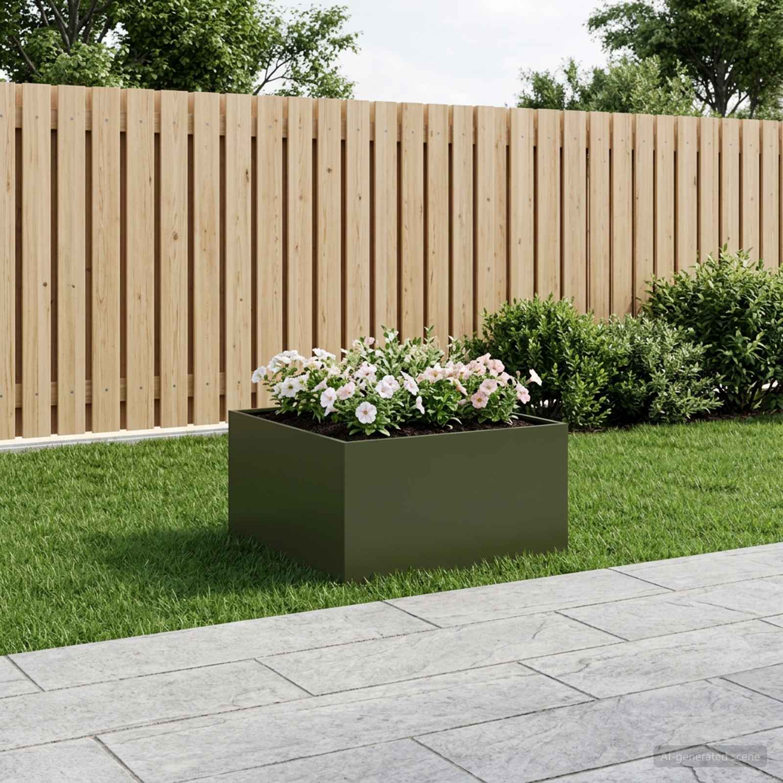 Garten-Pflanzgefäß Olivgrün 80 x 80 x 40 cm Kaltgewalzter Stahl