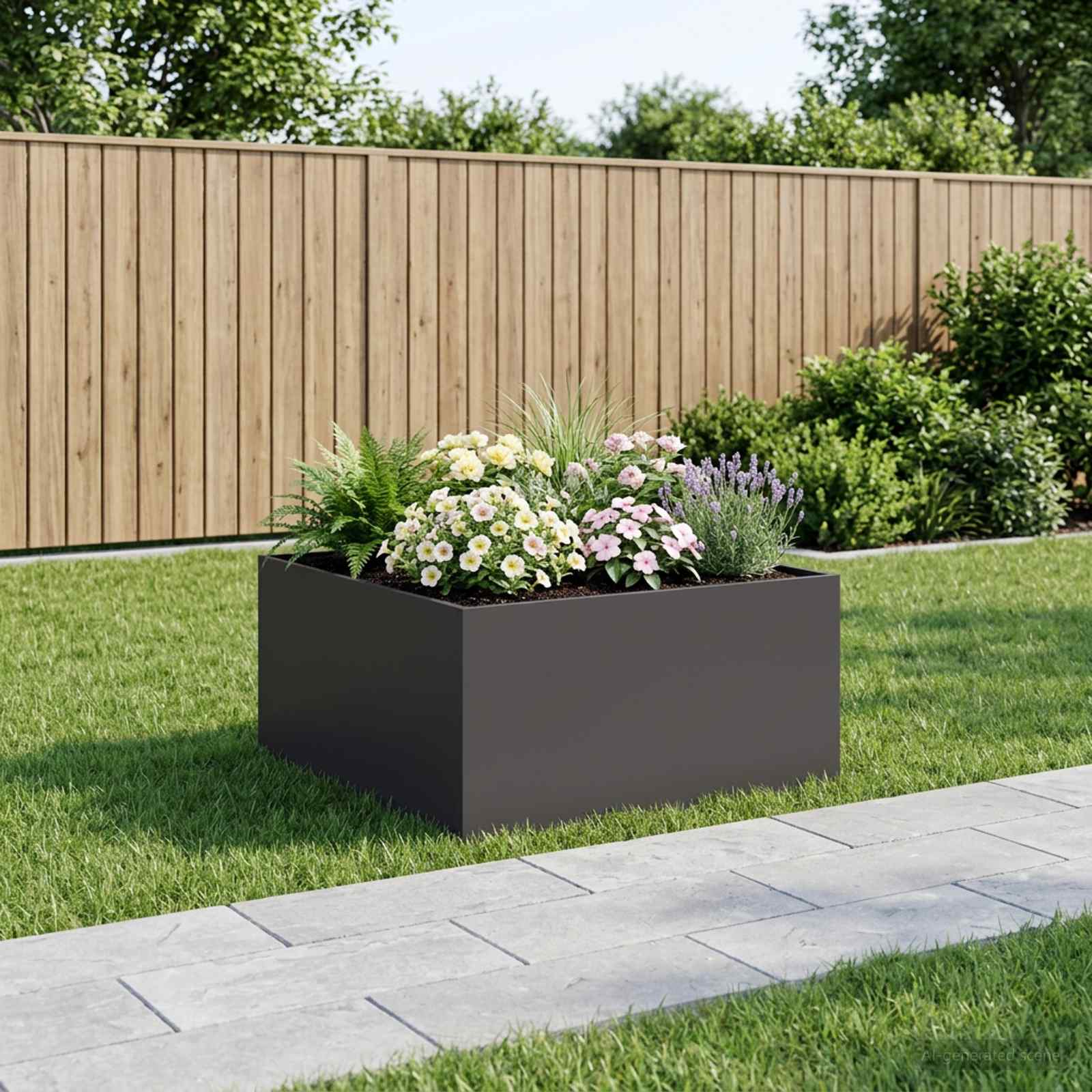 Garten-Pflanzgefäß Schwarz 100 x 100 x 40 cm