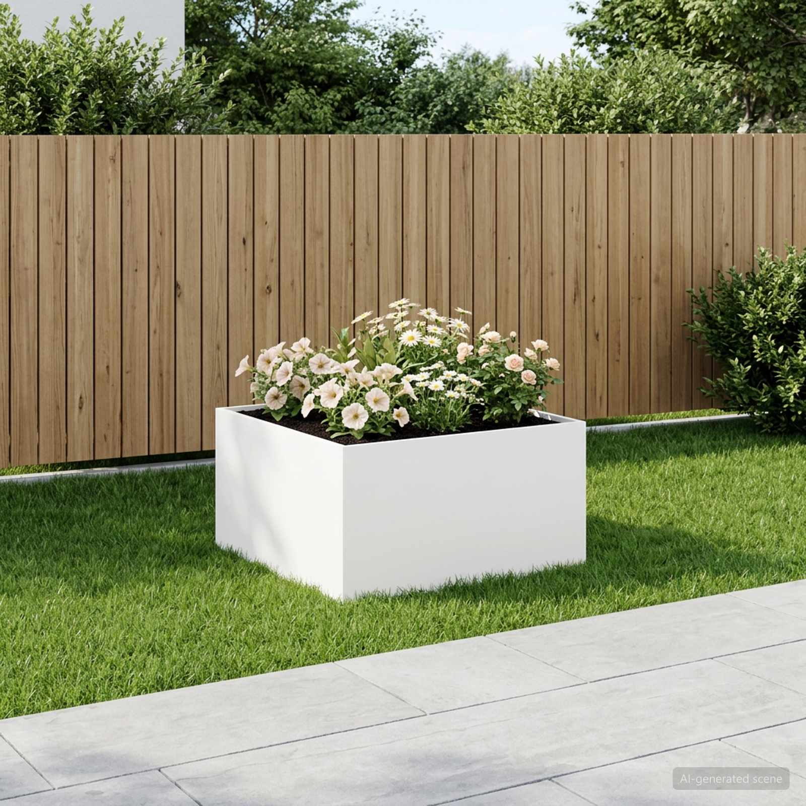 Garten-Pflanzgefäß Weiß 100 x 100 x 40 cm Kaltgewalzter Stahl
