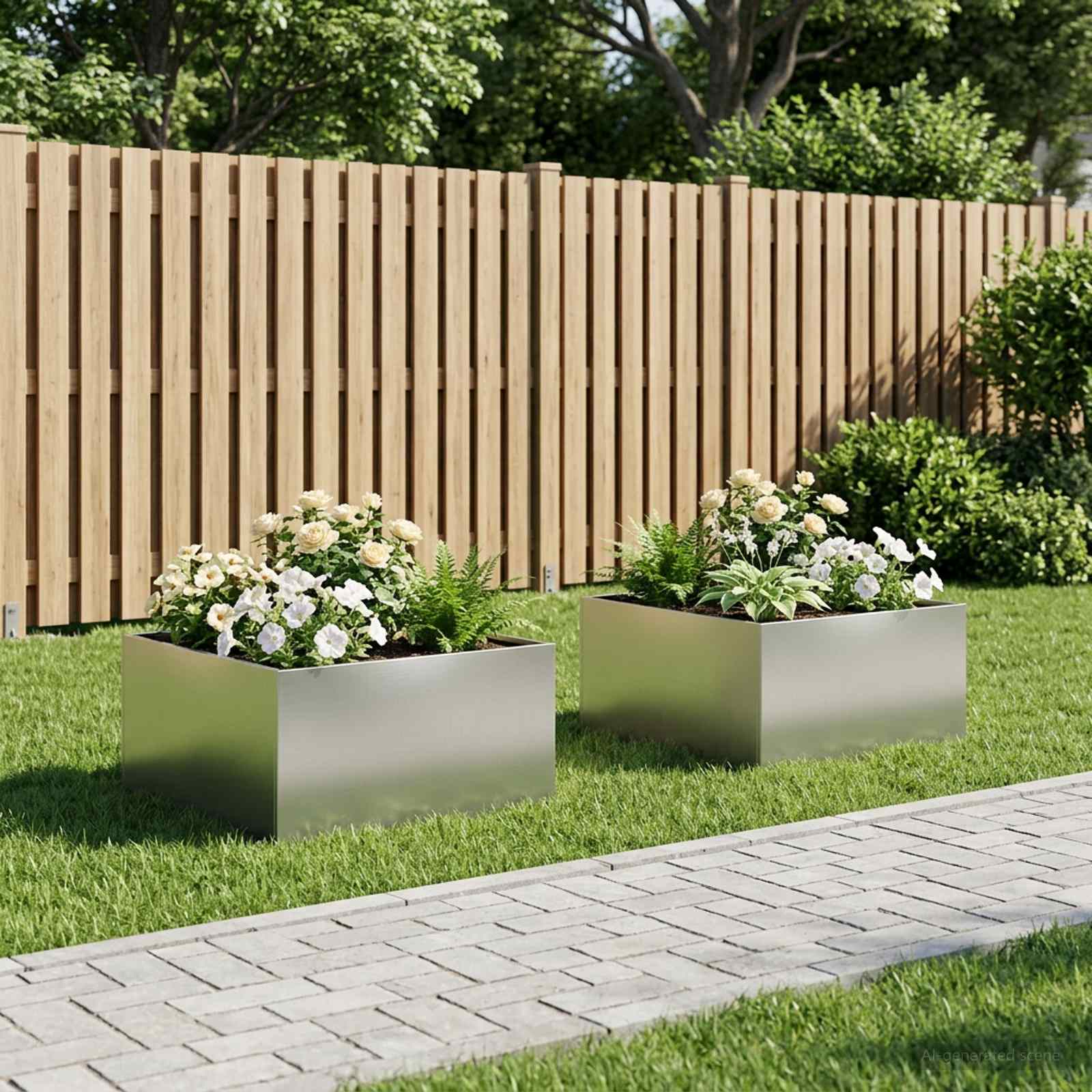 Garten-Pflanzgefäß 2 stk. Silber 100 x 100 x 40 cm Edelstahl