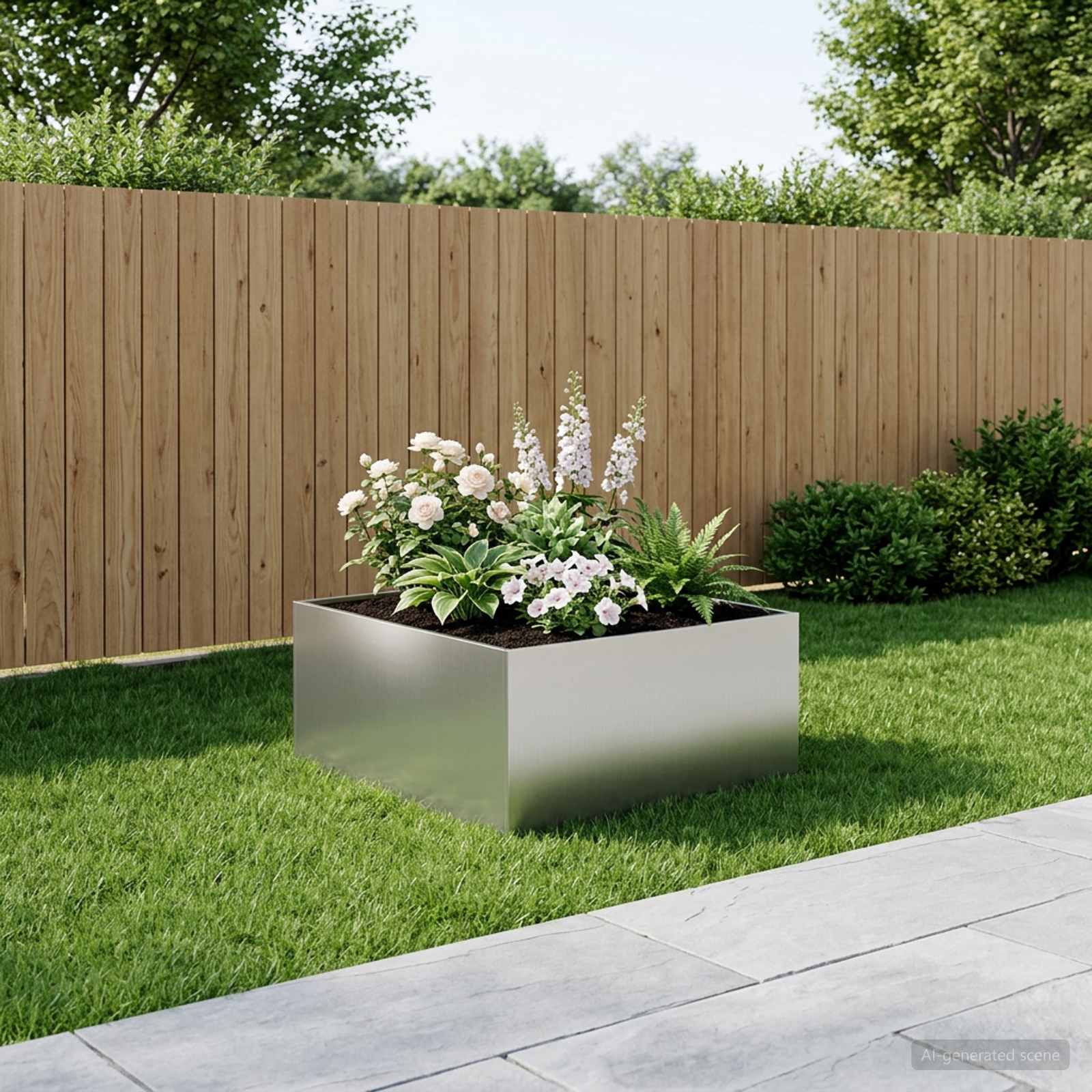Garten-Pflanzgefäß Silber 100 x 100 x 40 cm Verzinkter Stahl