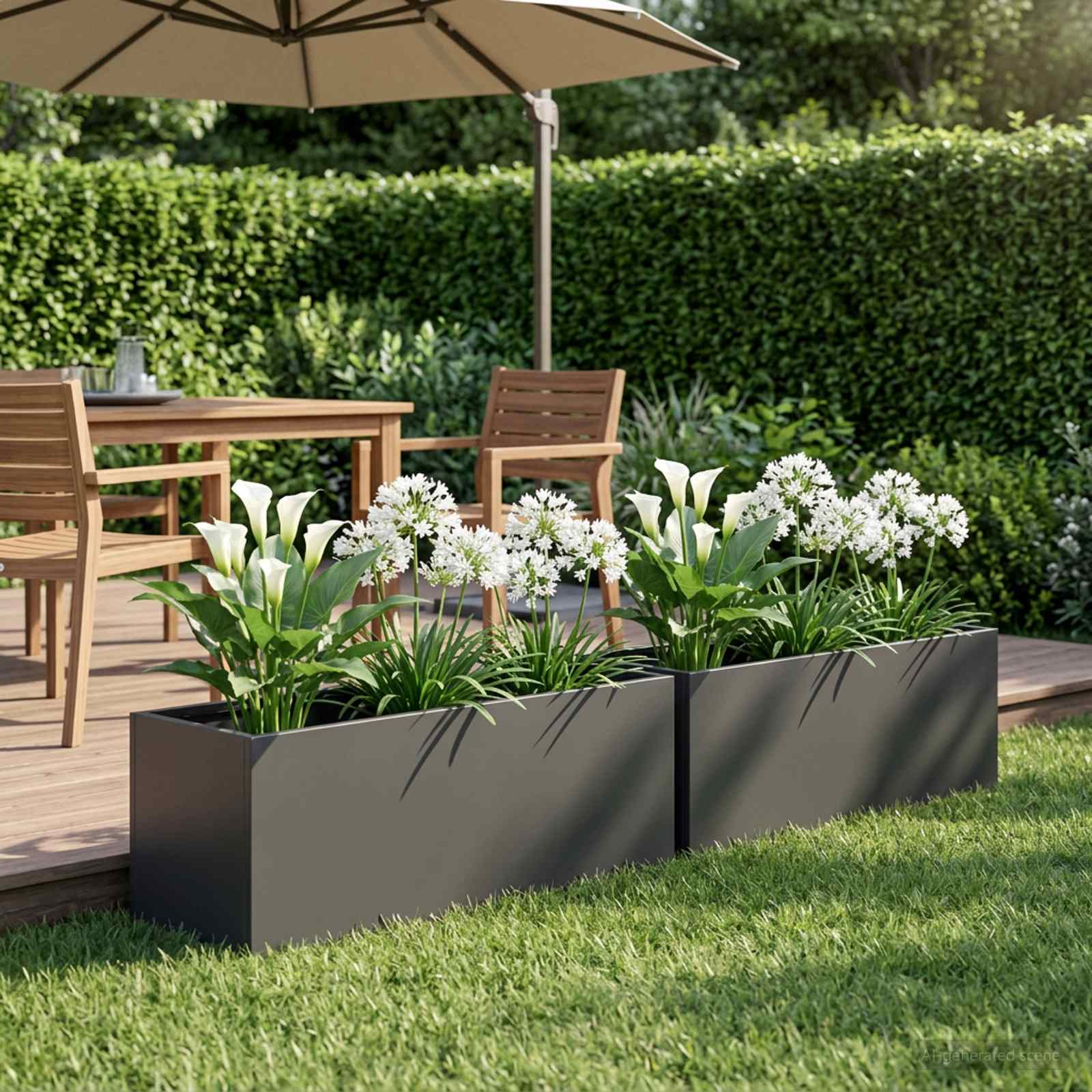 Garten-Pflanzgefäß 2 stk. Schwarz 40 x 20 x 20 cm