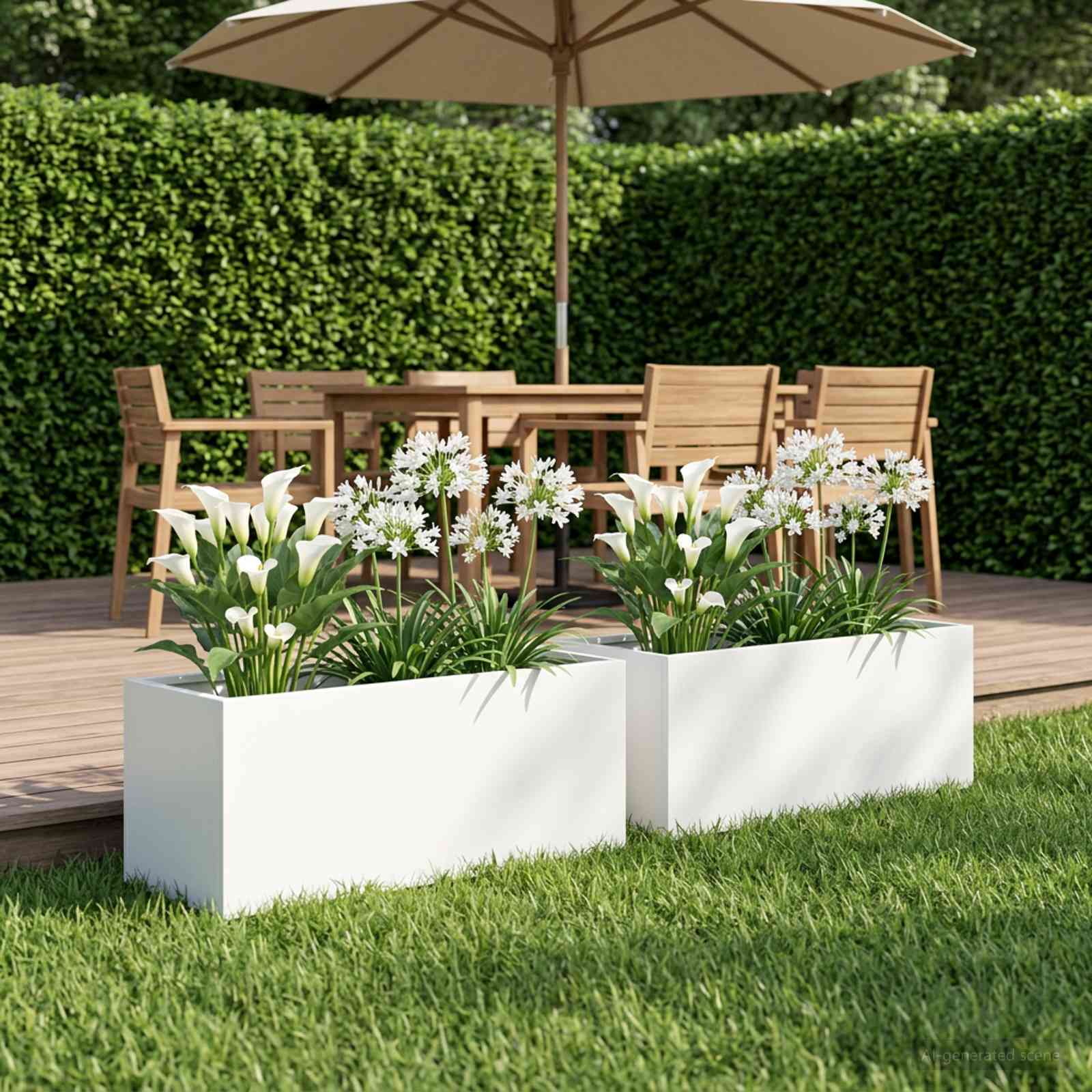 Garten-Pflanzgefäß 2 stk. Weiß 40 x 20 x 20 cm