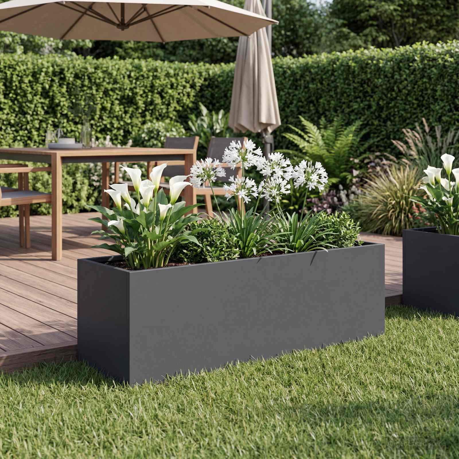 Garten-Pflanzgefäß Anthrazit 40 x 20 x 20 cm