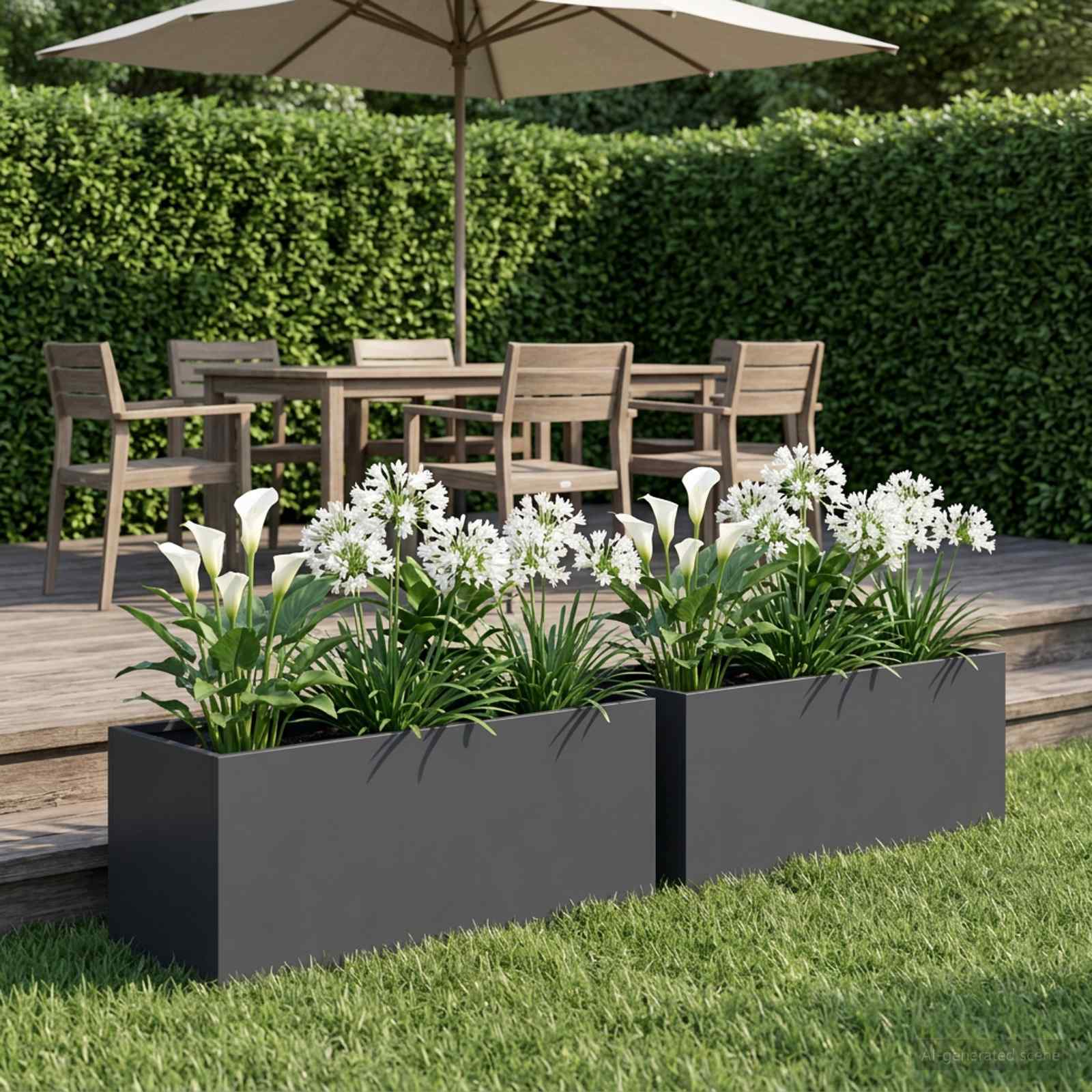 Garten-Pflanzgefäß 2 stk. Anthrazit 40 x 20 x 20 cm