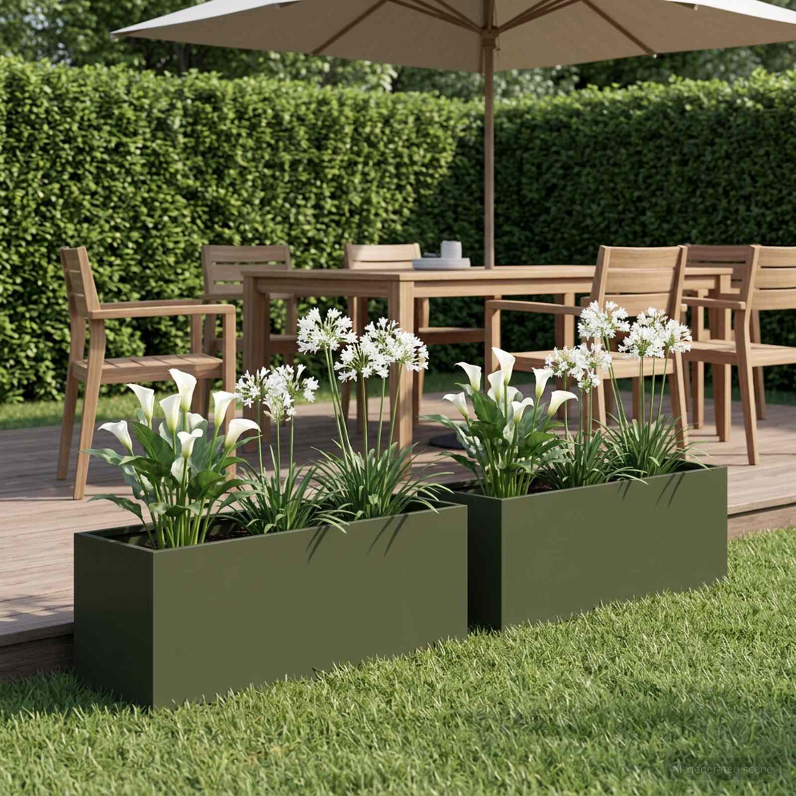 Garten-Pflanzgefäß 2 stk. Olivgrün 40 x 20 x 20 cm