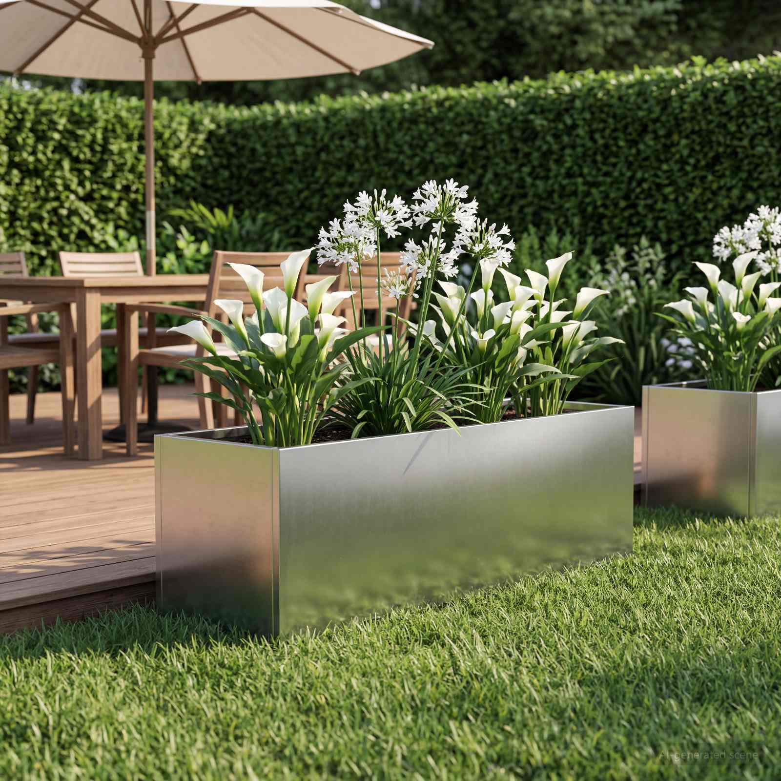 Garten-Pflanzgefäß Silber 40 x 20 x 20 cm Edelstahl