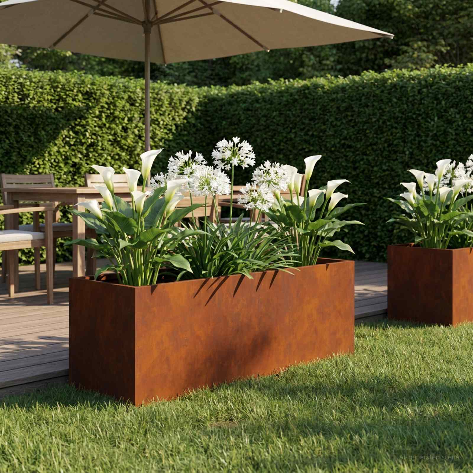 Garten-Pflanzgefäß Rostoptik 40 x 20 x 20 cm Wetterfeststahl