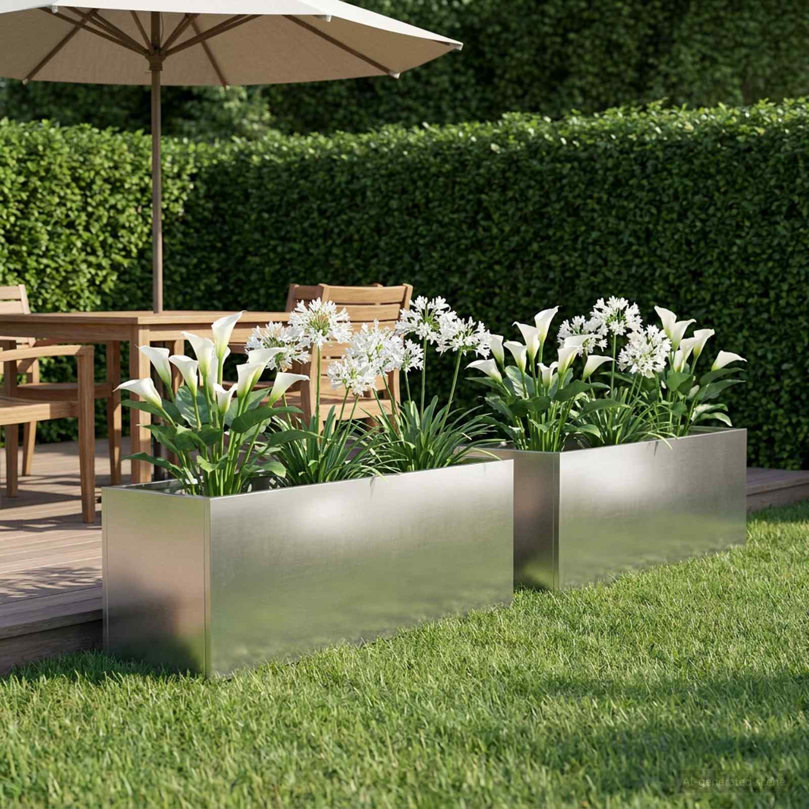 Garten-Pflanzgefäß 2 stk. Silber 60 x 20 x 20 cm Edelstahl