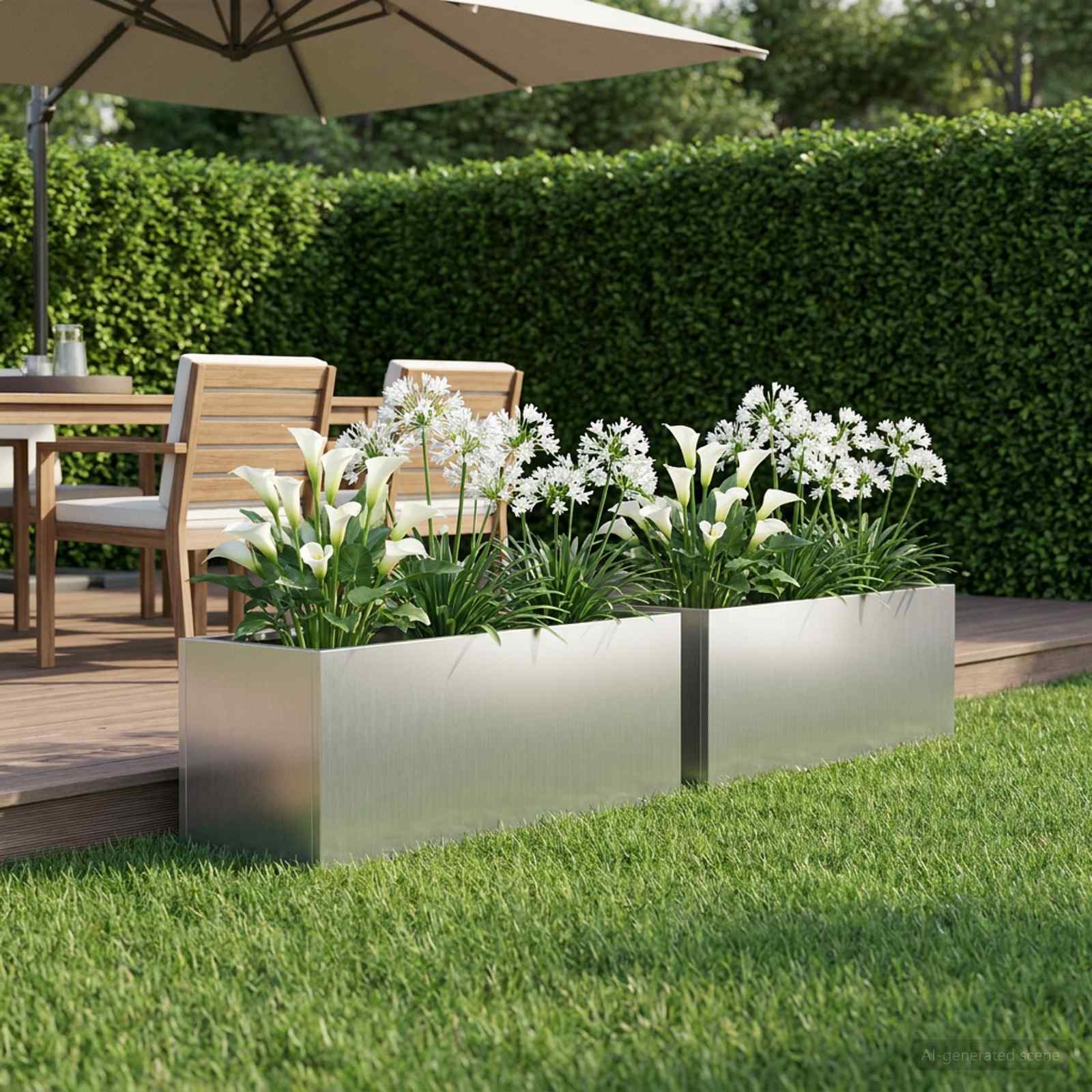 Garten-Pflanzgefäß 2 stk. Silber 60 x 20 x 20 cm