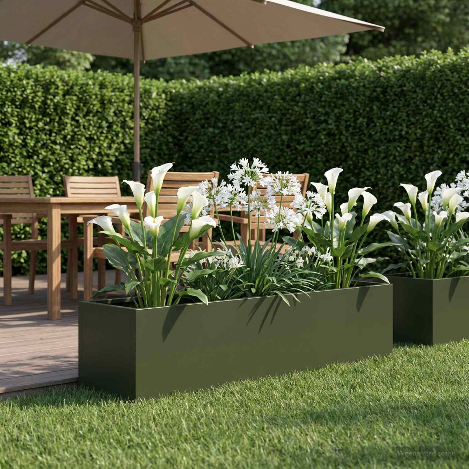 Garten-Pflanzgefäß Olivgrün 80 x 20 x 20 cm Kaltgewalzter Stahl